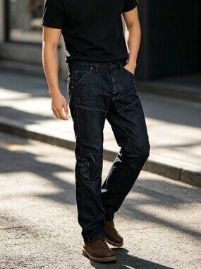 G-Star RAW 3301 96 Utility Cargo Work Jeans Black Men's Size 34